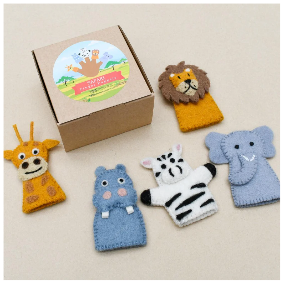 Tara Treasures - Safari Animals Finger Puppets Set