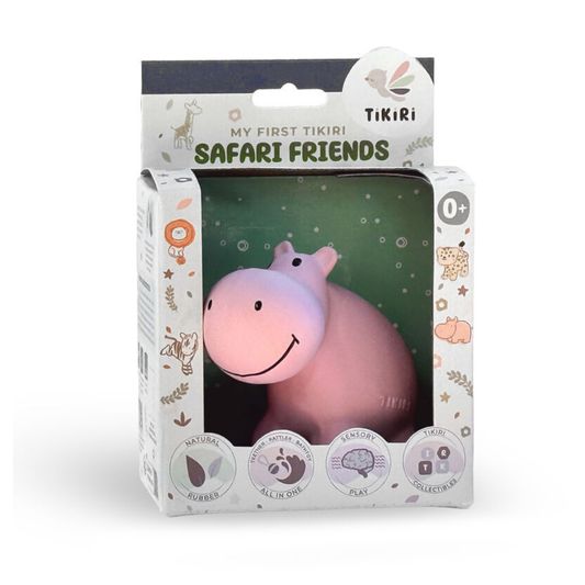 Tikiri Hippo Rubber Teether Rattle & Bath Toy