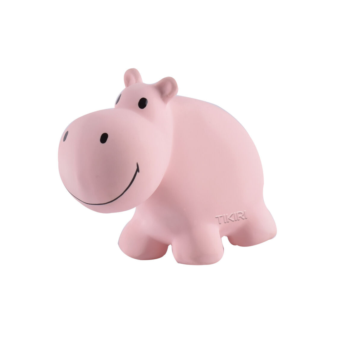 Tikiri Hippo Rubber Teether Rattle & Bath Toy