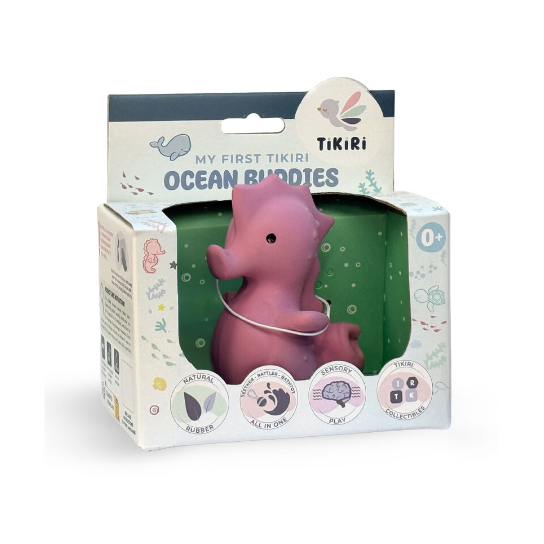 Tikiri Sea Horse Rubber Teether Rattle & Bath Toy