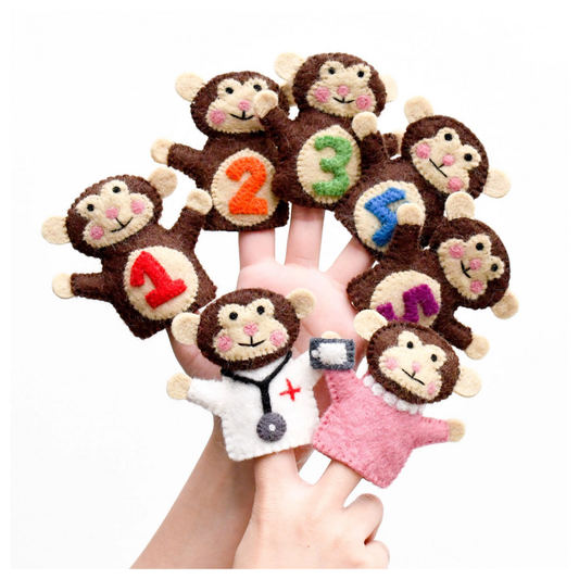 Tara Treasures - 5 Little Monkeys Finger Puppet Set