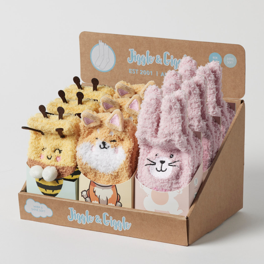 Jiggle & Giggle - Grippy Animal Socks (select style)