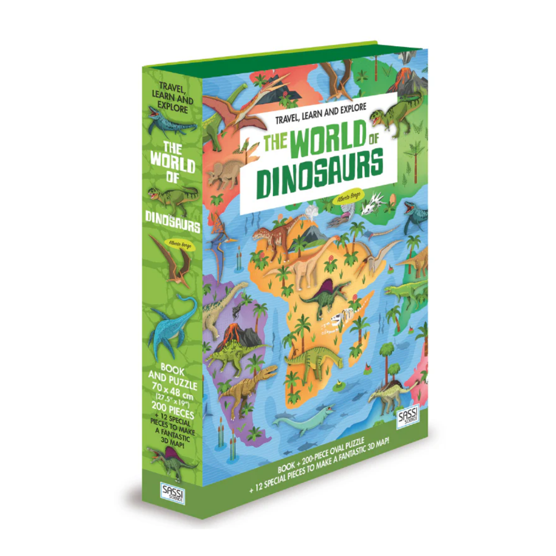 Sassi Travel, Learn and Explore - Puzzle and Book Set - World of Dinosaurs