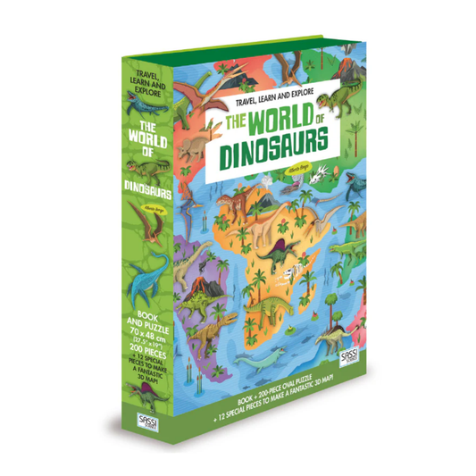 Sassi Travel, Learn and Explore - Puzzle and Book Set - World of Dinosaurs