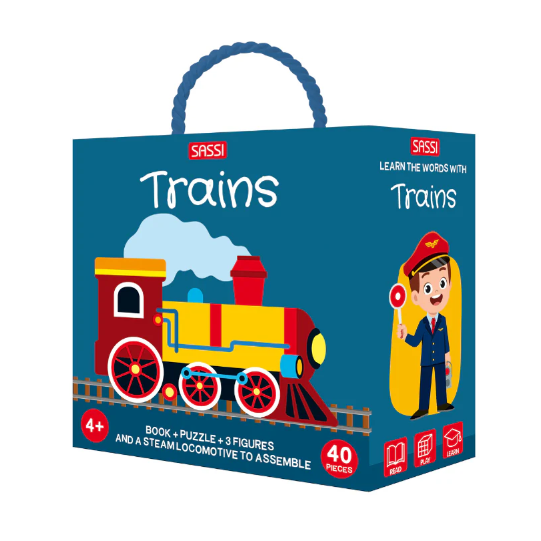 Sassi 3D Puzzle and Book Set - Learn Shapes | Train
