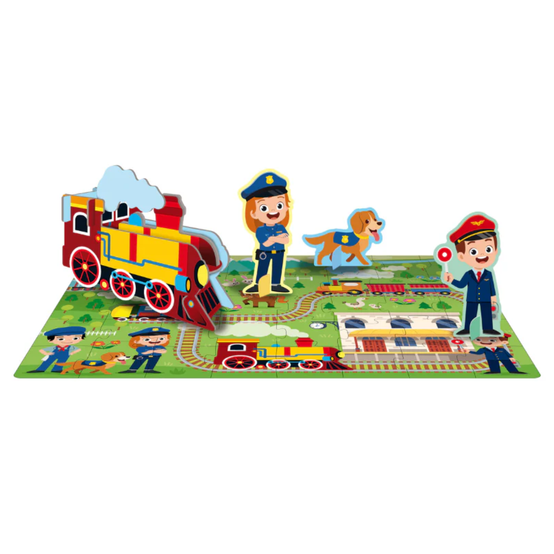 Sassi 3D Puzzle and Book Set - Learn Shapes | Train