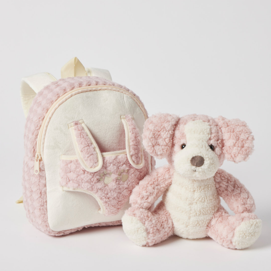 Jiggle & Giggle - Plush Puppy Buddy Backpack | Pink