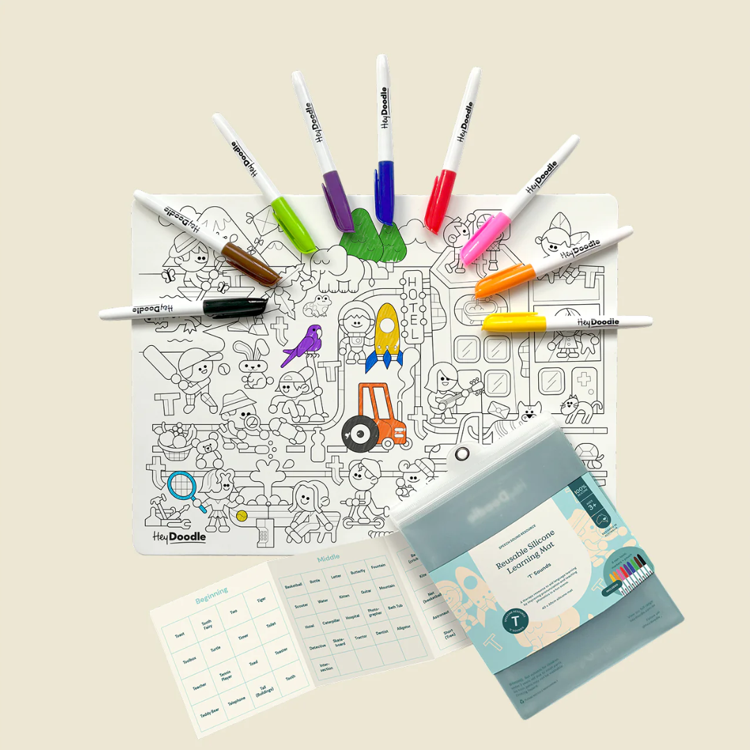 Hey Doodle - ‘T’ Sounds Speech Therapy Reusable Colouring Mat