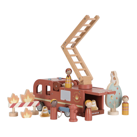 Little Dutch - Wooden Fire Truck Set