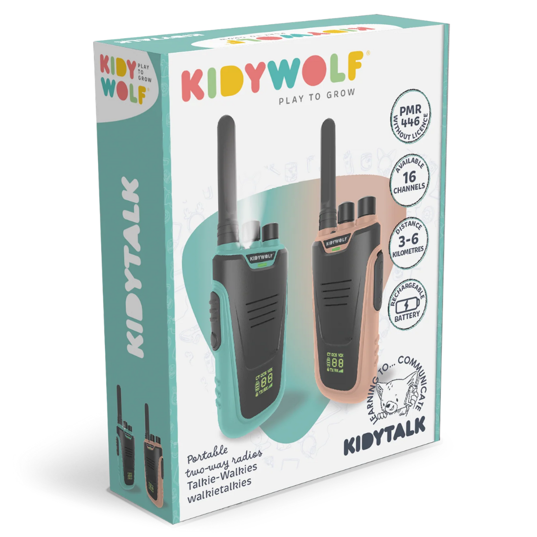 Kidytalk - Long Range Walkie Talkie | Natural & Cyan