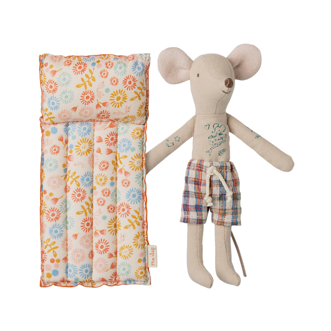 Maileg Beach Mouse Dad with Air Mattress Flower