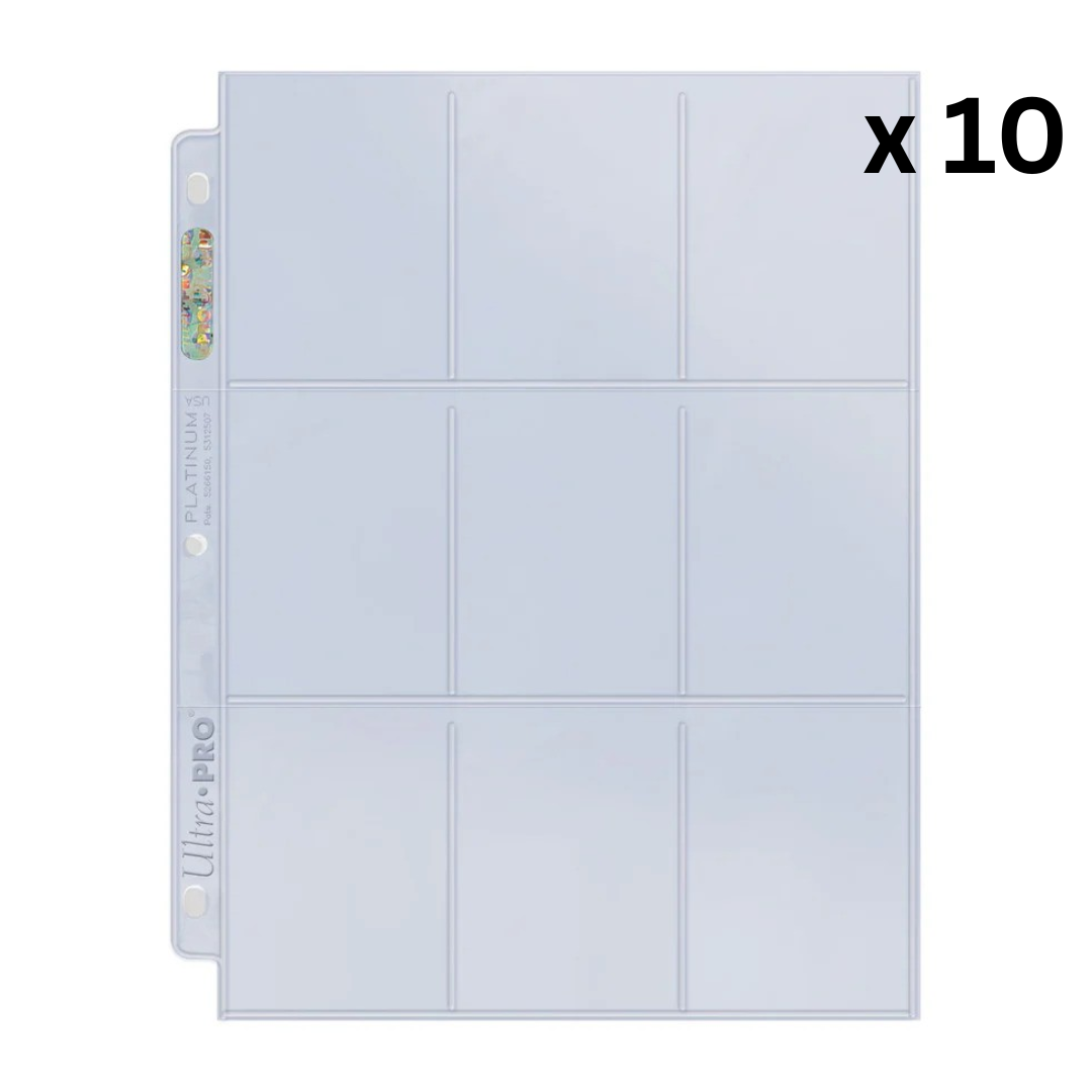 Ultra Pro Page - 9-Pocket Platinum Page for Standard Size Cards (10 Pack)