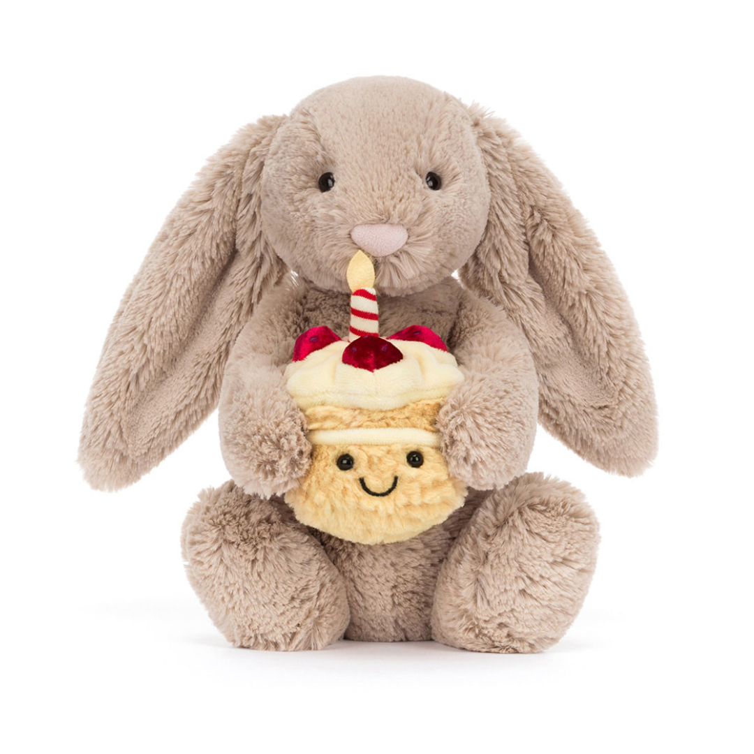 Jellycat Bashful - Beige Bunny 'Birthday'
