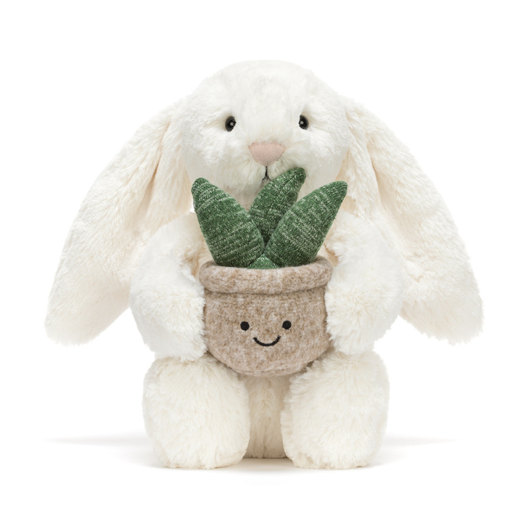 Jellycat Bashful - Cream Bunny with Plant