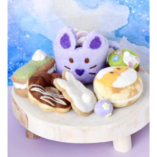 Tara Treasures - Grazing Box of Easter Felt Play Food (Lilac Purple Mug)