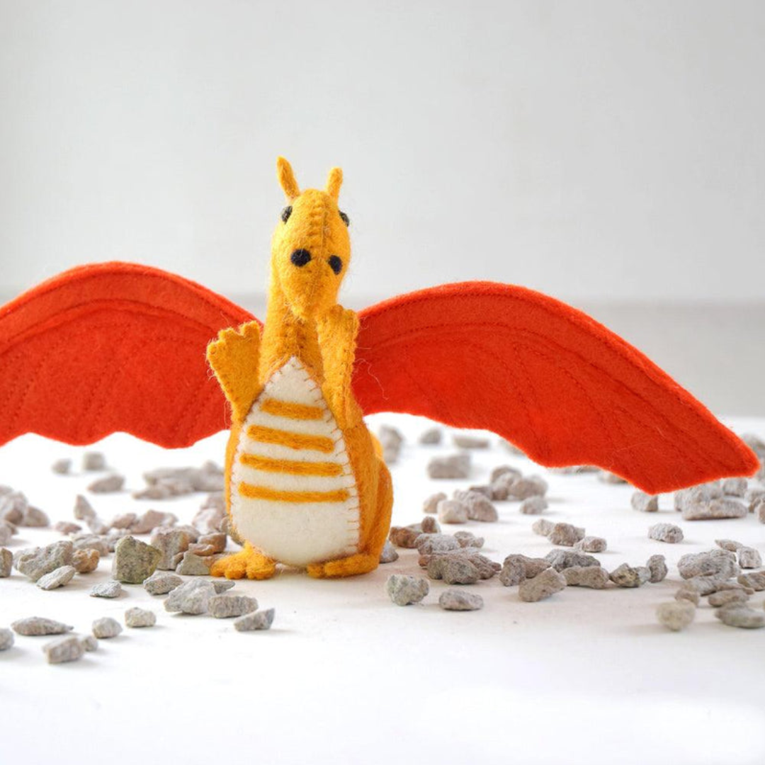 Tara Treasures -  Felt Dragon Toy | Orange