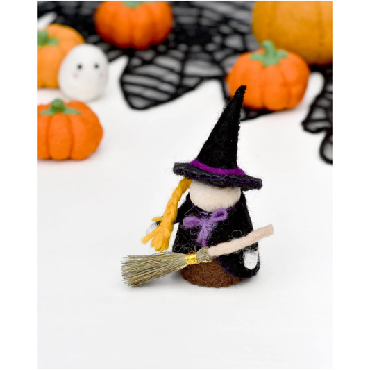 Tara Treasures - Felt Witch with Broom Peg Doll