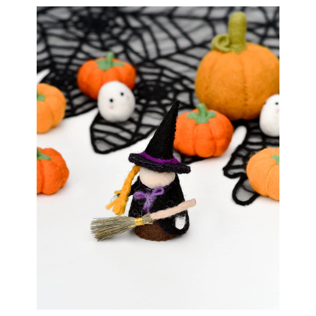 Tara Treasures - Felt Witch with Broom Peg Doll