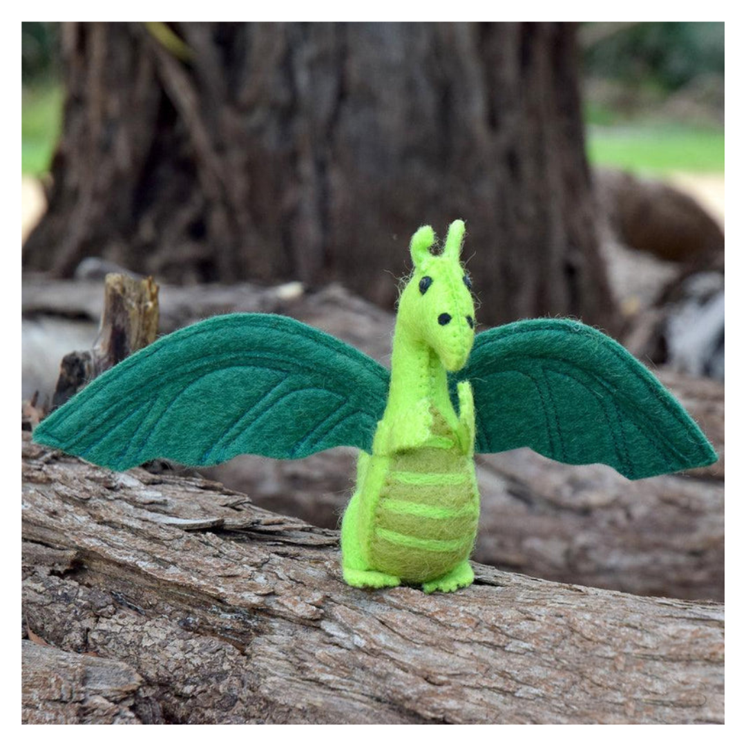 Tara Treasures -  Felt Dragon Toy | Green