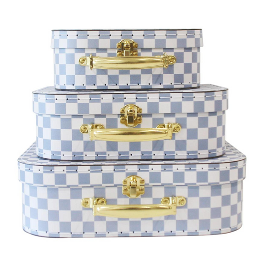 Alimrose Kids Carry Case 3pc Set - Blue Check