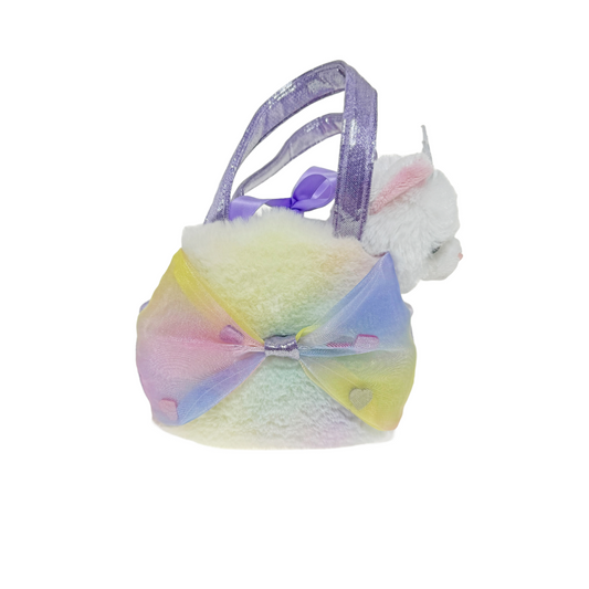 Big Bow Purple White Cat Bag
