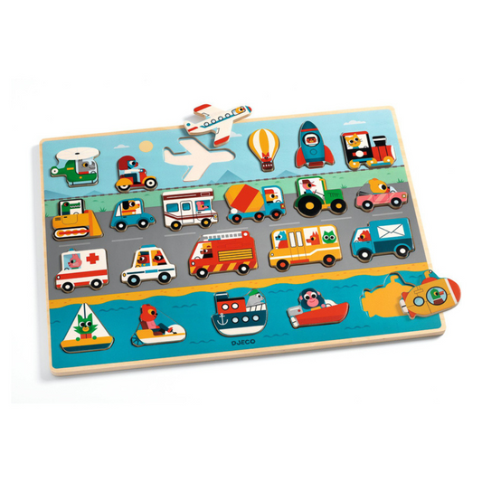 Djeco 22pc Wooden Transport Puzzle
