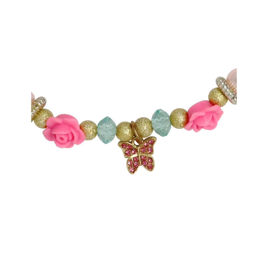 Pink Poppy - Butterfly Flower Necklace
