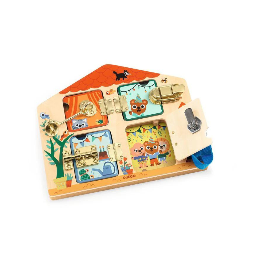 Djeco Cabanalock Wooden Puzzle with 4 Metallic Locks