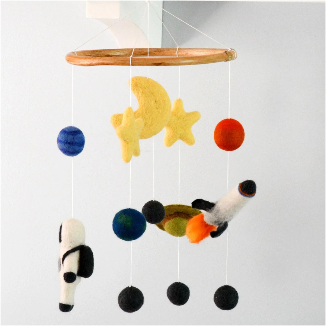 Tara Treasures - Nursery Cot Mobile | Outer Space, Rocket and Astronaut