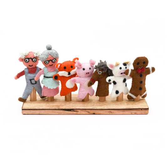 Tara Treasures - Gingerbread Man Story, Finger Puppet Set