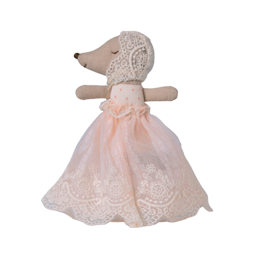 Maileg Baby Mouse in Gown Powder
