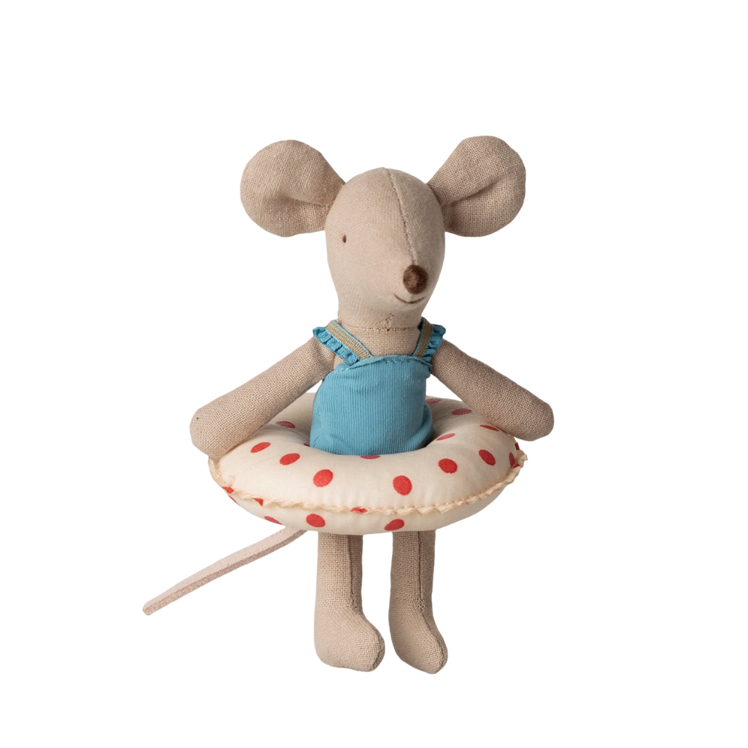 Maileg Beach Mouse with Float Little Sister Red Dots