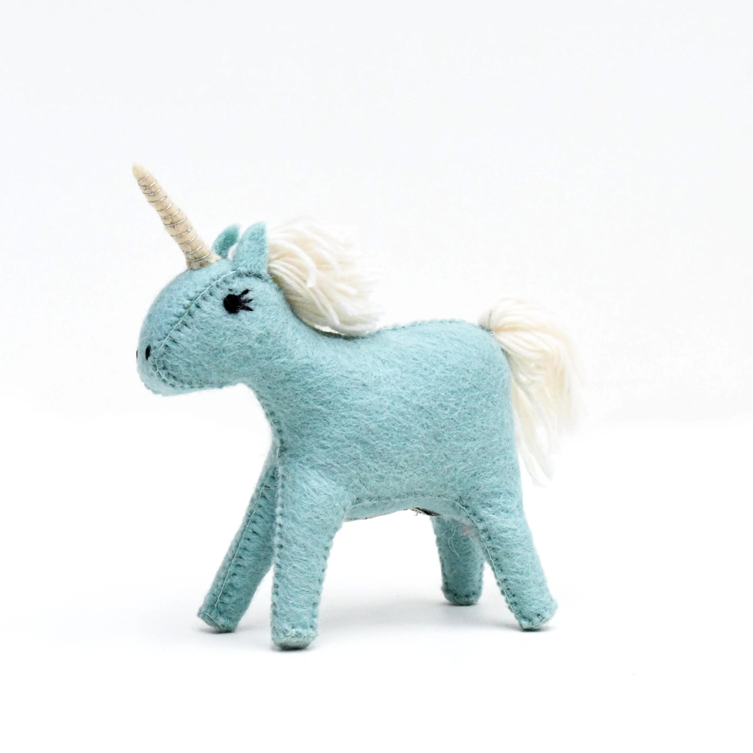Tara Treasures - Felt Blue Unicorn Toy