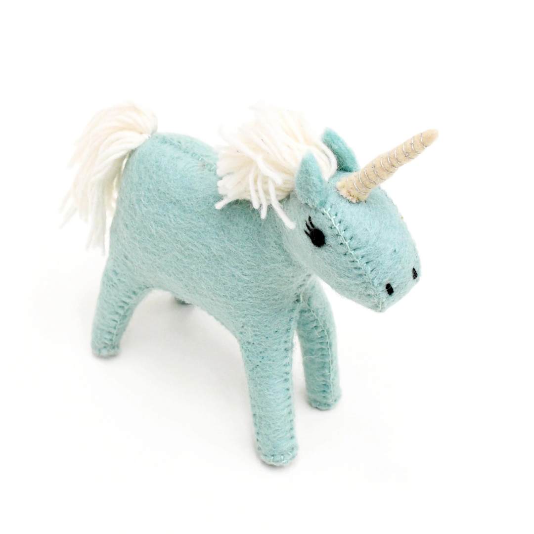 Tara Treasures - Felt Blue Unicorn Toy