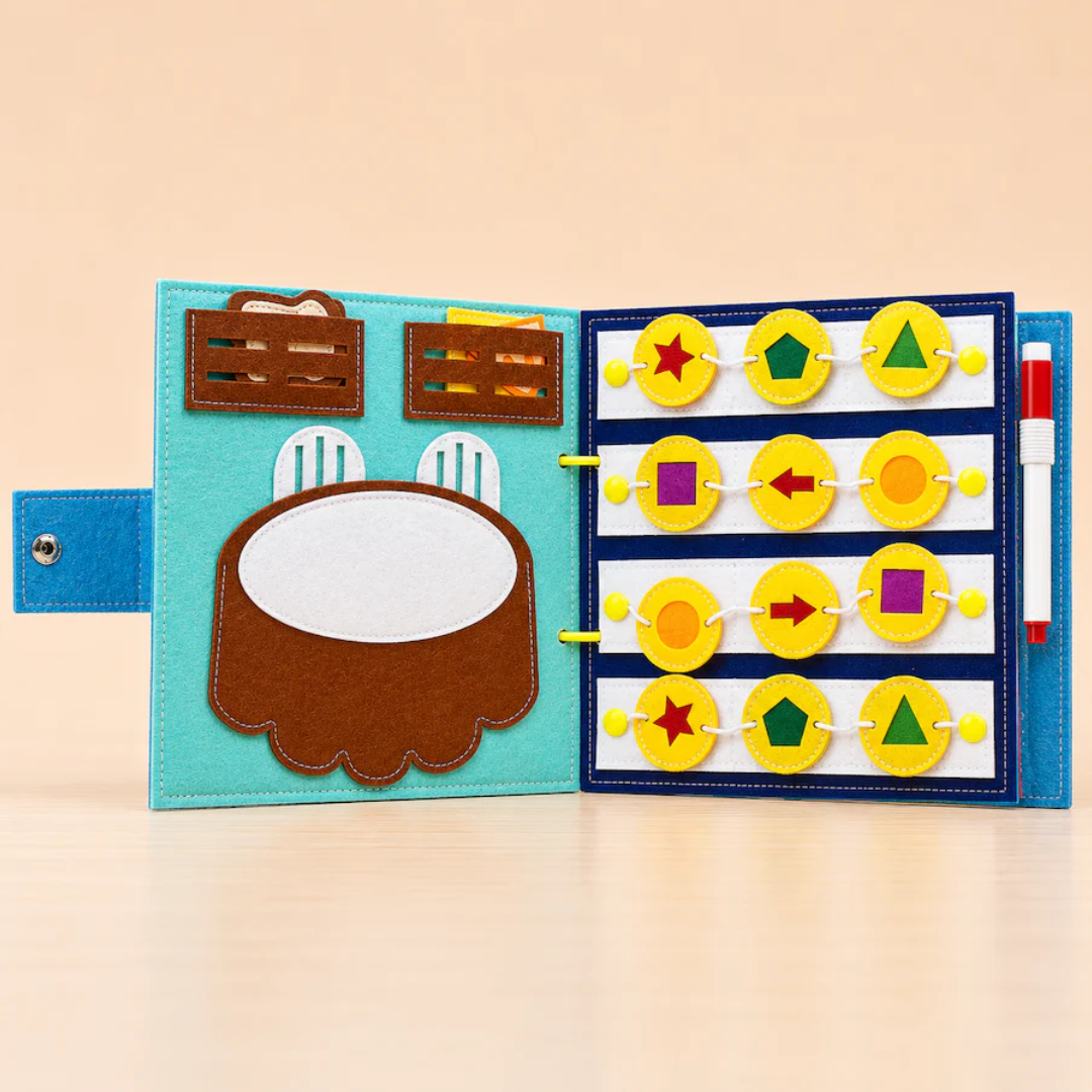 SmartyPals - School Time Felt Busy Book | Screen-Free Educational Activity Book for Kids