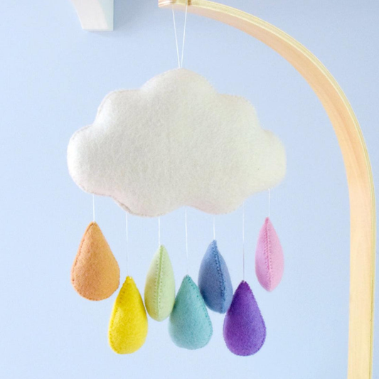 Tara Treasures - Nursery Cot Mobile | Pastel Rainbow Raindrops