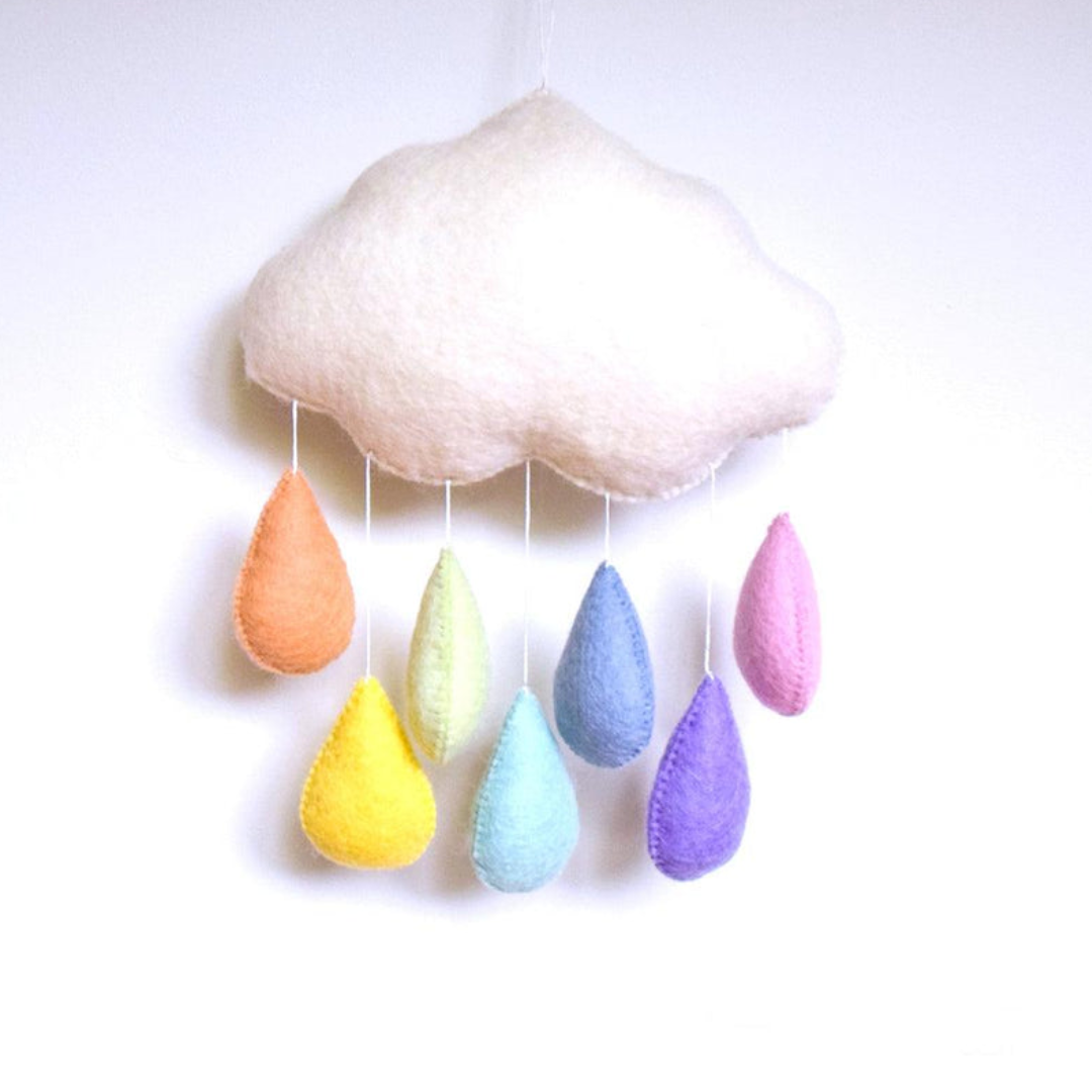 Tara Treasures - Nursery Cot Mobile | Pastel Rainbow Raindrops