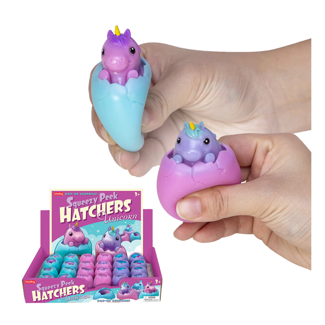 Schylling - Unicorn Squeezy Peek Hatcher Squishy Sensory Toy