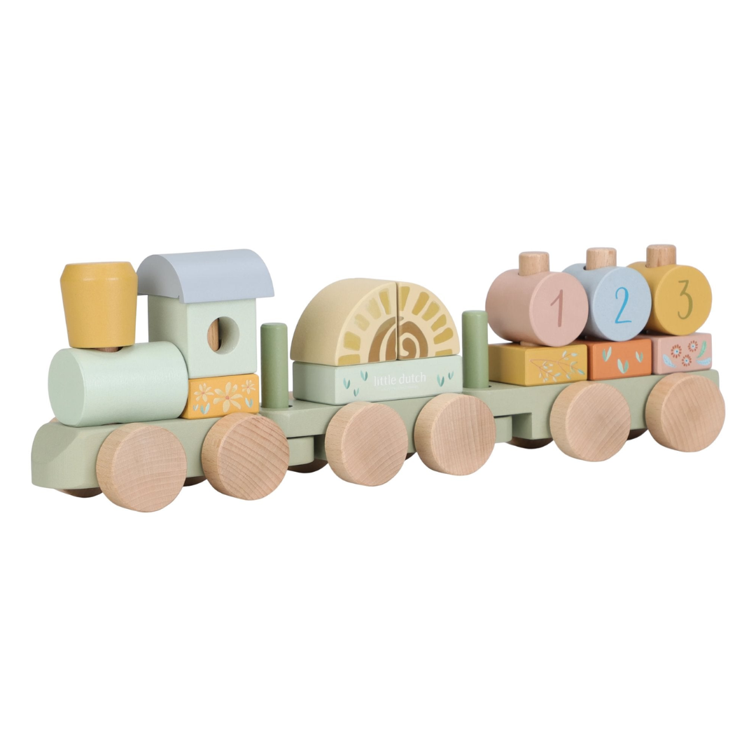 Little Dutch - Safari Friends | Wooden Stacking Block Train