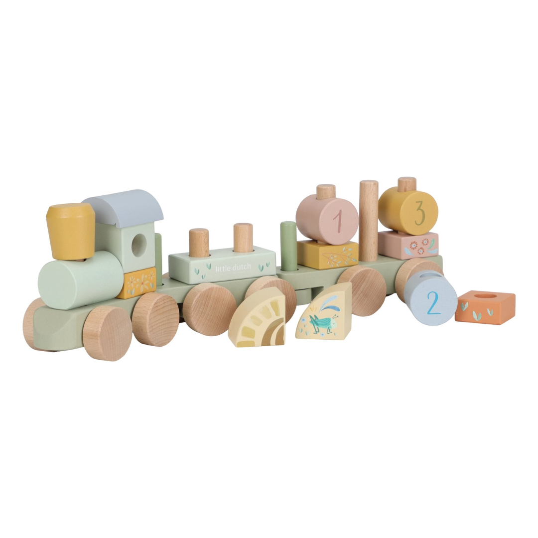 Little Dutch - Safari Friends | Wooden Stacking Block Train
