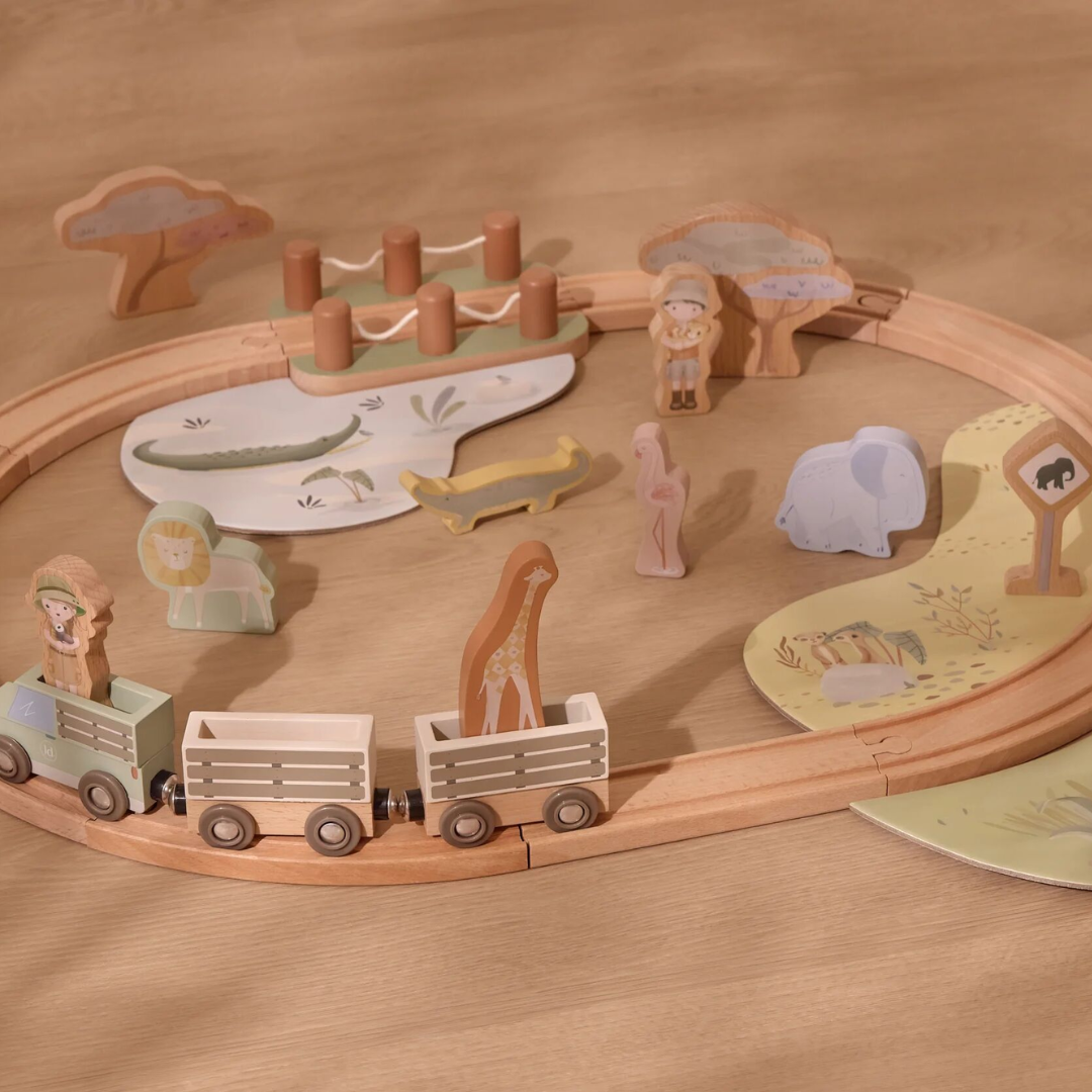 Little Dutch - Safari Friends | Wooden Train Set