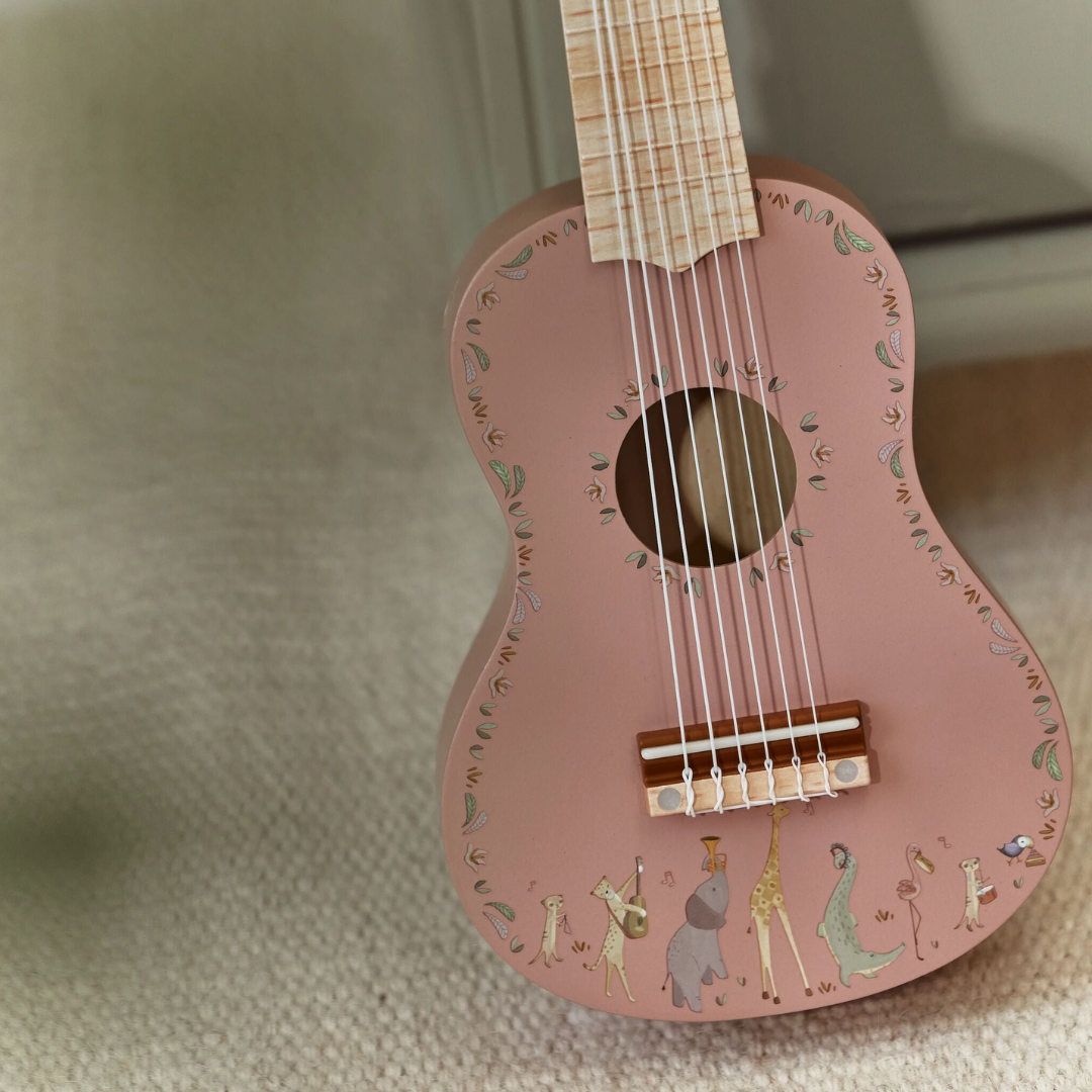 Little Dutch - Safari Friends | Wooden Guitar - Pink