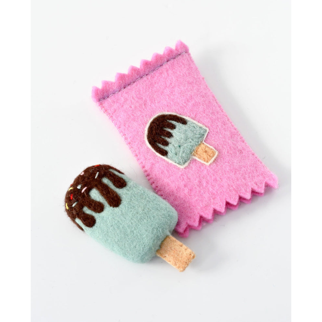 Tara Treasures - Felt Mint Ice Cream Popsicle Toy with Wrapper