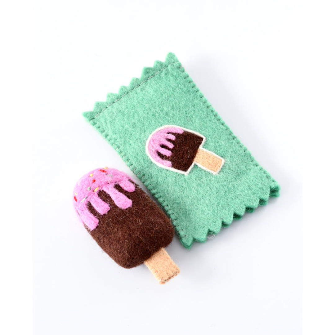 Tara Treasures - Felt Chocolate Ice Cream Popsicle Toy with Wrapper