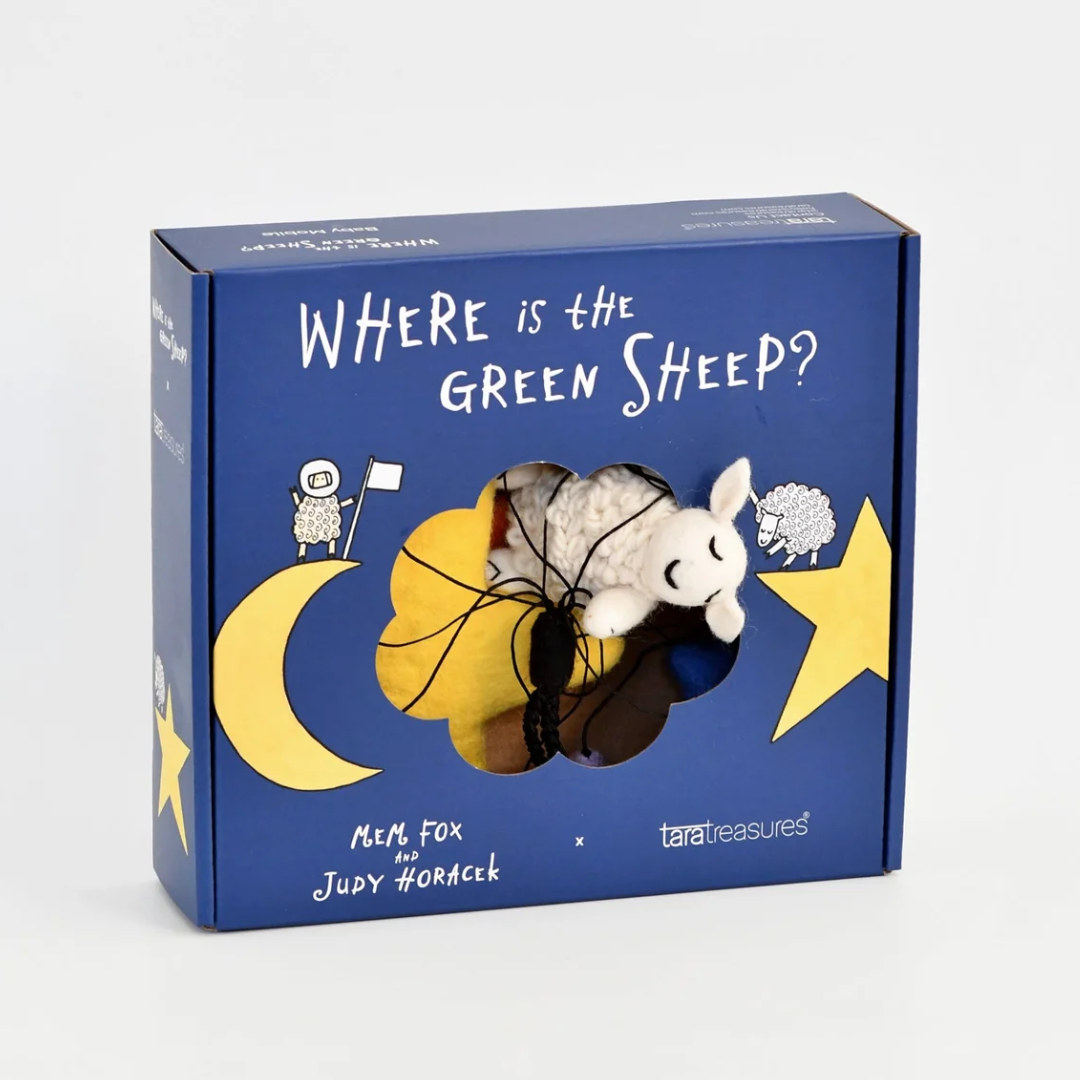 Tara Treasures - Nursery Cot Mobile | Where Is The Green Sheep? Star Sheep