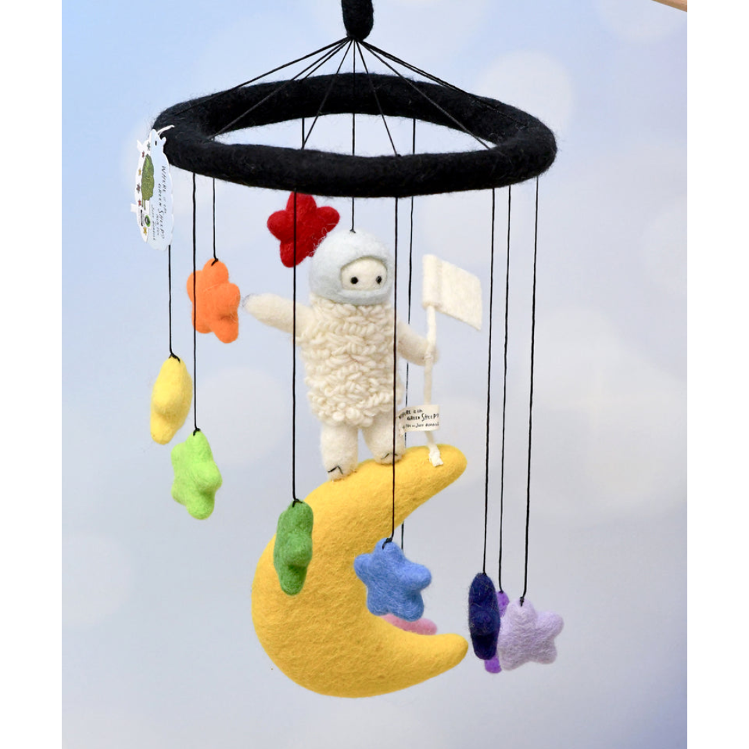 Tara Treasures - Nursery Cot Mobile | Where Is The Green Sheep? Moon Sheep
