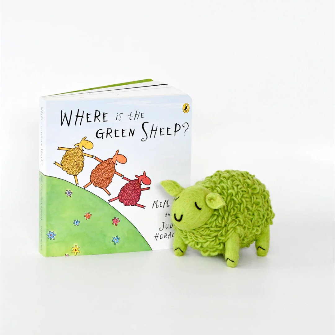 Tara Treasures - Where Is The Green Sheep? Large Green Sheep and Book