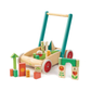 Tender Leaf Toys Walker Wagon with Coloured Blocks Wooden
