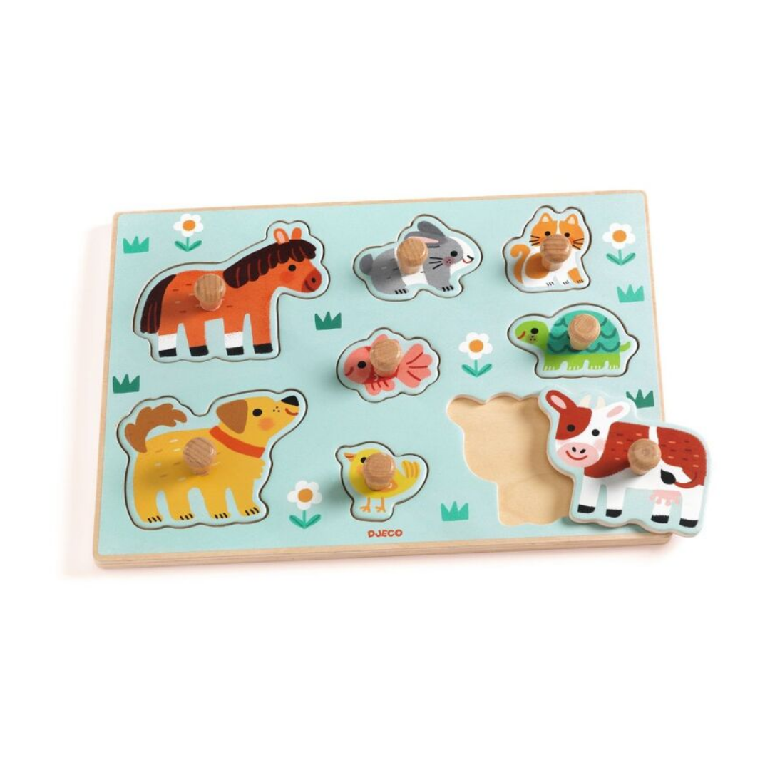 Djeco Dog'n'Co 8 Piece Wooden Farm Animal Puzzle