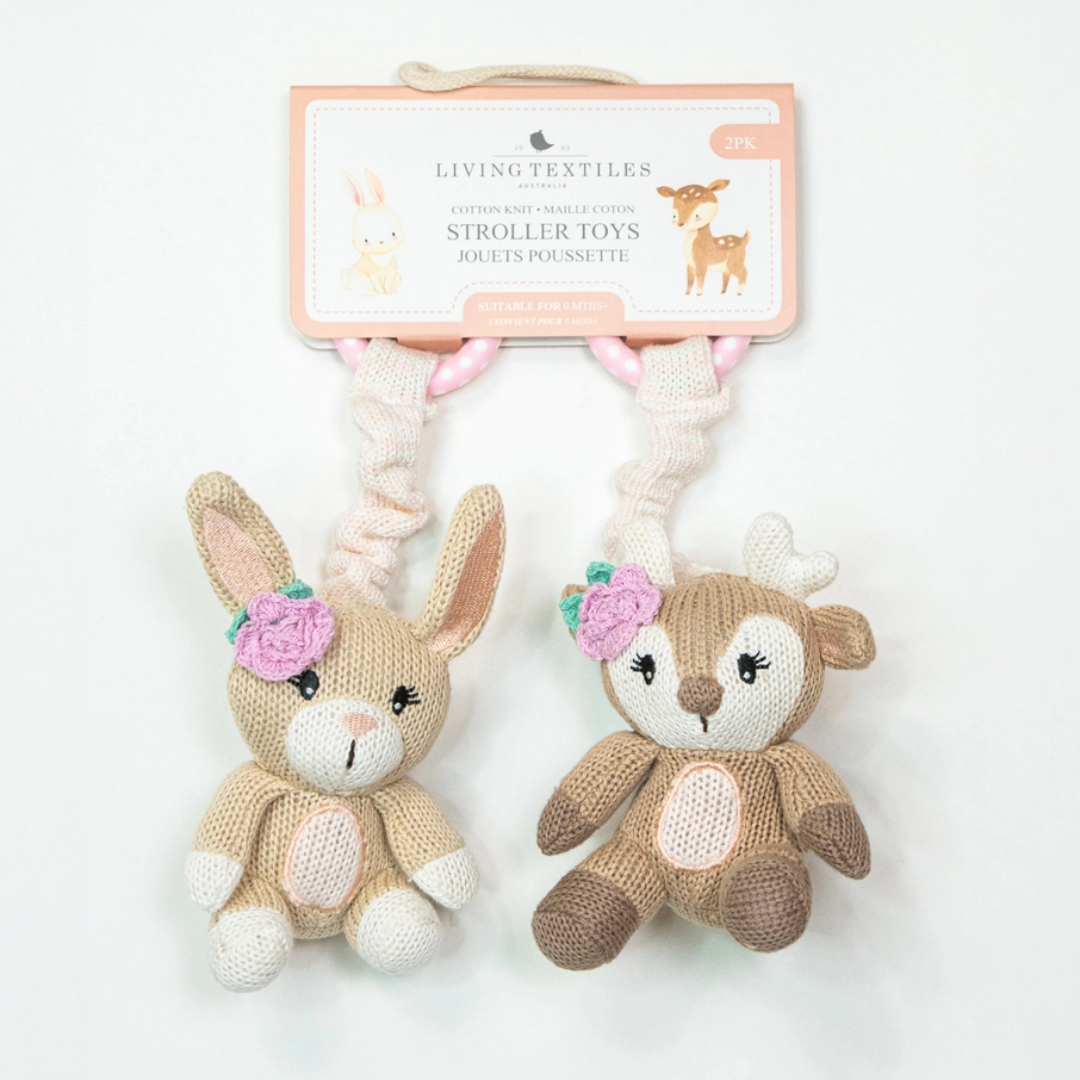 Living Textiles - 2 Pack Stroller Toys | Fawn & Bunny